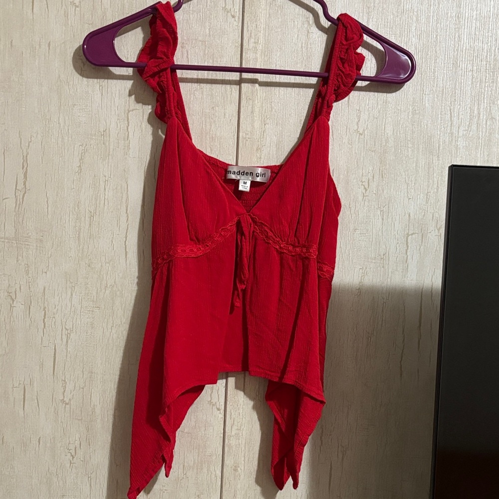 Madden Girl Scarlet Ruffle Strap Blouse
